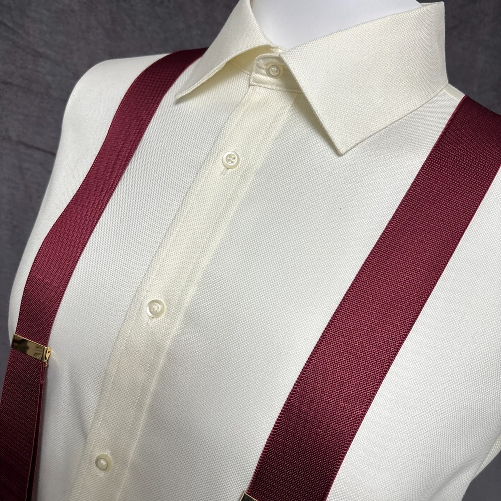 Trafalgar Suspenders Braces Red Maroon Button Classic Y Back
